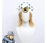 Johnny Joestar Wig Wig JoJo Bizarre Adventure Cosplay Parrucca Brevi Capelli Bionde Parrucca Sintetica + Cappuccio Parrucca