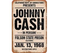 Johnny - Targa in metallo vintage 1968 Cash in Person Folsom State Prison, targa in metallo per bar e club, decorazione artistica da parete, 30,5 x 20,3 cm