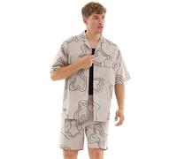 Johnny Urban Camicia a Maniche Corte Uomo Beige - Spencer - Camicia Oversize con Stampa - Casual Shirt per Estate, Spiaggia, Festival - 100% Cotone - Abbigliamento Leggero e Sportivo