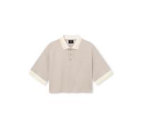 Johnny Urban Maglia Donna a Maniche Corte Beige - Abbie - Polo Maglietta Corta in Cotone e Poliestere - Oversized Crop Top - Tessuto Pesante