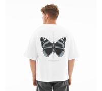 Johnny Urban Oversized T-Shirt Uomo & Donna Bianco - Sammy Chrome Butterfly - Heavy Basic T-Shirt Oversize - Maglietta a Mezza Manica Unisex - 100% Cotone - Stampa di Farfalle