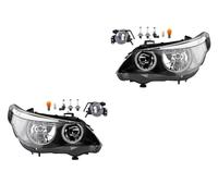 Johns, Set di fari alogeni anteriori adatti per BMW serie 5 E60 E61 07/2003-03/07 H7 H7 sinistra e destra + fendinebbia + lampadina