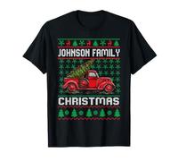 Johnson Family Ugly Christmas Sweater Red Truck Funny Xmas Maglietta