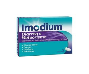 Johnson & Johnson Imodium Diarrea E Meteorismo - Farmaco Antidiarroico 12 Compresse