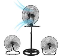 Johnson Triplo Ventilatore 3 in 1 da Piantana, Tavolo e Parete, 43 cm, Oscillante, Metallo, Elettrico, 3 Velocità, 120 cm Altezza, Inclinazione Regolabile