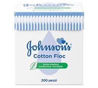 Johnson's Baby Cotton Fioc, Cotton fioc morbidissimi per la pulizia delle aree delicate, Cotton fioc neonato e adulto, Bastoncini in carta e cotone per la pulizia orecchie delicata, 200 Pezzi