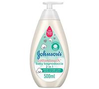 Johnson's Baby Cottontouch Bagnodoccia 2 in 1, Shampoo e bagnoschiuma bambini con vero cotone, Shampoo bambini con formula Non Più Lacrime, Bagnoschiuma neonato senza sapone, alcol e solfati, 500 ml