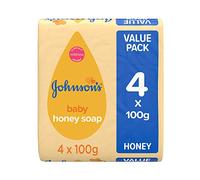JOHNSON'S Baby Sapone al miele 100 g, confezione da 4 - Ideale per la pelle delicata dei bambini