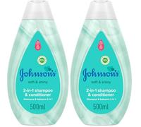 Johnson's Baby Soft & Shiny 2in1 Shampoo e Balsamo, Shampoo bambini con balsamo per un'idratazione extra, Formula Non Più Lacrime per una detersione delicata, Senza solfati e coloranti, 500 ml