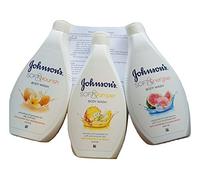Johnson's Soft Body Wash 400 ml Bottiglie 3 grandi sapori Coccolare, nutrire ed energizzare con esclusivo foglio di consigli di bellezza di Kingdom Supplies