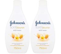 Johnson's Soft & Nourish Bagnoschiuma, Bagnodoccia lenitivo e nutriente con Olio di Mandorle e aroma di Gelsomino, Docciaschiuma delicato e idratante che dona sollievo ai tuoi sensi, 750 ml
