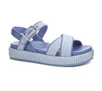 Johnston & Murphy Sandali Carli Cross-band Donna, Pelle Raffia/Nappa Azzurro, 42 EU
