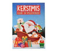 Johntoy – Libro da colorare Natale A4 con giochi e adesivi