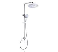 JOHO 304 Colonna Doccia idromassaggio Doccia Colonna in Acciaio INOX Cromo Colonna Doccia Senza Miscelatore Set Doccia a Pioggia con Soffione e Doccetta a Mano (D25cm tondo)