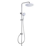 JOHO 304 Doccia Soffione Colonna in Acciaio INOX Cromato Colonna Doccia idromassaggio Senza Miscelatore Termostatica con Soffione Set Doccia a Pioggia con Doccetta Mano(D20cm Tondo)