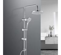 JOHO Colonna Doccia idromassaggio Colonna Doccia con Soffione e Doccetta Doccia Colonna senza Miscelatore Termostatica Set Doccia Completo a Pioggia (D23cm Porcellana Bianca Tondo)