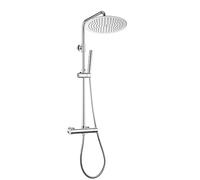 JOHO Colonna Doccia Acciaio Inox con Miscelatore Colonna Doccia Altezza Regolabile Set Doccia a Getto Pioggia con Soffione Silicone e Doccetta a Mano Tonde D30cm.