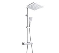 JOHO Colonna Doccia con Soffione con Miscelatore Acciaio INOX Fori Muro Regolabili Colonna Doccia idromassaggio Colonna Doccia Termostatica Doccia Soffione Colonna (30 * 30 cm Quadrato)