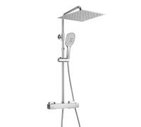 JOHO Colonna Doccia con Soffione con Miscelatore Acciaio INOX Fori Muro Regolabili Colonna Doccia idromassaggio Colonna Doccia Termostatica Doccia Soffione Colonna (30 * 30 cm Quadrato)
