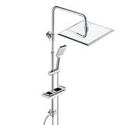 JOHO Colonna Doccia idromassaggio Colonna Doccia con Soffione Senza Miscelatore Set Doccia Completo a pioggia con Porta Ogetti Mensola Colonna in Acciaio INOX 30 * 30cm.