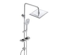 JOHO Colonna Doccia idromassaggio Senza Miscelatore Termostatica, Sistema Set Doccia a Pioggia in Acciaio Inox con Doccetta e Mensola(Soffione Doccia 20 * 20 Quadrato)