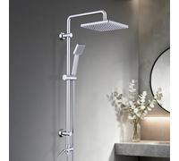 JOHO Colonna Doccia idromassaggio Set Doccia Fori Muro Regolabili Sistema Doccia a Pioggia Senza Miscelatore con Soffione e Doccetta in ABS 20 * 20cm.