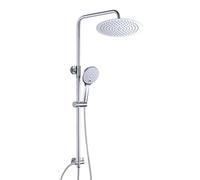 JOHO 304 Doccia Soffione Colonna in Acciaio INOX Cromato Colonna Doccia idromassaggio Senza Miscelatore Termostatica con Soffione Set Doccia a Pioggia con Doccetta Mano(D20cm Tondo)