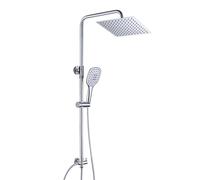 JOHO Colonna Doccia senza Miscelatore Termostatico in Acciaio INOX 304 Cromato Colonna Doccia idromassaggio Set Doccia a Pioggia con Soffione e Doccetta a Mano (20×20cm Quadrato)