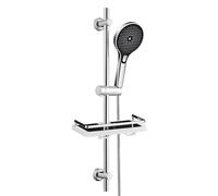 JOHO Colonna Doccia Senza Miscelatore, Asta Doccia Acciaio Inox 70 cm con Supporto Soffione Regolabile, Saliscendi Doccia Adattarsi ai Fori Esistenti con Doccetta 3 Geti e Mensola, Cromo