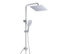 JOHO Colonna Doccia Senza Miscelatore in Acciaio Inox 304 Cromo Set Doccia a Pioggia con Soffione e Doccetta a Mano (25×25cm quadrato)