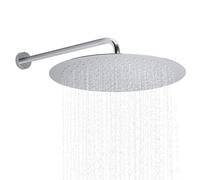 JOHO Grande Soffione Doccia con Braccio a Parete-Soffione Doccia a Pioggia in Acciaio Inox -Docce Fisse con Getti In Silicone Anticalcare - Rotondo D40 cm / 16 Pollici- Braccio 40 cm, Cromo
