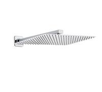 JOHO Grande Soffione per Doccia con Braccio a Parete-Soffione Doccia a Pioggia in Acciaio Inox -Docce Fisse con Getti In Silicone Anticalcare - Rettangolare 35 x 25 cm con Braccio 37 cm, Cromo