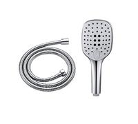 JOHO Soffione Doccia con 1.5m Tubo, Quadrata Doccetta a mano alta pressione Telefoni doccia con 3 Modalità di Getto con Tubo Flessibile da 150 cm, Cromo