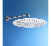 JOHO Soffione Doccia con Braccio a Parete-Soffione Doccia a Pioggia in Acciaio Inox -Docce Fisse con Getti In Silicone Anticalcare - Rotondo D30 cm- Braccio 40 cm, Cromo