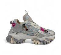 JOIA PARIS - Sneaker Donna chunky luxory. Scarpe fashion con strass e dettagli glitter. Suola oversize. (Argento - Cristalli iridescenti, Sistema Taglie Calzature EU, Adulto, Donna, Numero, Media, 39)