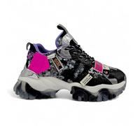 JOIA PARIS - Sneaker Donna Chunky luxory. Scarpe Fashion con Strass e Dettagli Glitter. Suola Oversize. (Nero - Paillettes Argento, Sistema Taglie Calzature EU, Adulto, Donna, Numero, Media, 38)