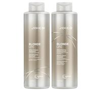 Joico - Set doppio di shampoo illuminante e balsamo nutriente Blonde Life da 1.000 ml, con dosatori in omaggio, anti effetto ottone per capelli biondi/grigi/platino