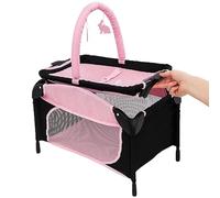 Joie Junior Sleep & Dream Lettino da Viaggio Giocattolo per Asilo in Rosa e Nero | Fasciatoio Staccabile e Barra di Gioco | Culla Leggera da Viaggio per Bambole per Bambini dai 3+ Anni.