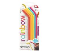 Joie Set di 6 cannucce in silicone arcobaleno con spazzola per la pulizia