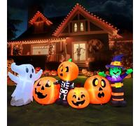 Joiedomi Gonfiabile Halloween 2,4 m - Tre Personaggi e Zucca Con LED Integrati - Decorazioni per Feste, Interni, Esterni, Cortile, Prato, Giardino