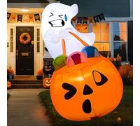 Joiedomi - Sacca Gonfiabile per Halloween a Forma di Zucca con LED Incorporati, Ideale per Feste Interne ed Esterne, Cortile, Giardino, Prato