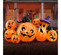 Joiedomi Zucca gonfiabile per Halloween con gatto della strega, lunghezza 1,8 m, 7 pezzi, decorazioni per Halloween con LED incorporati, gonfiabili per Halloween, interni, esterni, cortile, giardino,