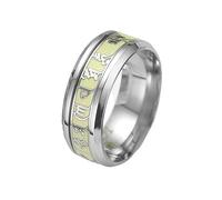 Joielavie Anello fosforescente con scritta Om Mani Padme Hum Mantra buddista sei sillabe sacre luminose bagliore notturno in acciaio inossidabile, gioielli da uomo e donna, Acciaio inossidabile