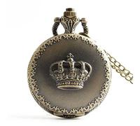 Joielavie - Orologio da tasca con corona Re Royale, numeri arabi, motivo floreale decorato al quarzo, collana in lega, orologio classico vintage regalo uomo donna