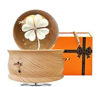 JOIENDY Carillon con Sfera di Cristallo, Rotazione a 360° della Base 3D Palla di Cristallo 70mm Sfera Vetro Lampada a LED Regalo per Natale Compleanno San Valentino della Mamma Decorazione