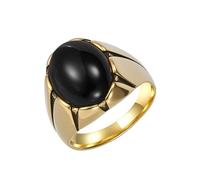 Joievievie Anello da uomo ovale in occhio di tigre, pietra naturale, acciaio inossidabile, argento, gioiello geometrico retrò, acciaio inox