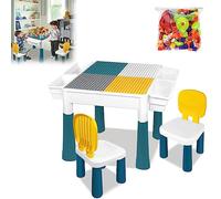 JOIEYOU Tavolo da attività per bambini, set con 2 sedie e 163 mattoncini da costruzione, tavolo da costruzione multifunzionale, tavolo da gioco per bambini (tipo A)