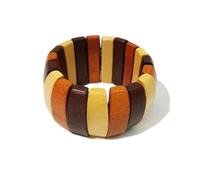 Joiigaem Braccialetto elastico con perline di legno larghe, stile bohémien, multicolore, etnico, per uomini e donne, One Size, Legno, Nessuna pietra preziosa