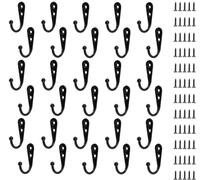 JOIKIT 30 ganci singoli da parete, ganci per chiavi neri, in metallo, con 60 viti, appendiabiti singolo per appendere vestiti e cappelli