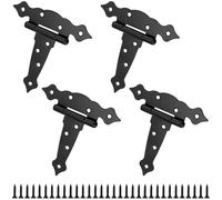 JOIKIT 4 cerniere a T da 12,7 cm, cerniere per cancello nero con viti, cerniere per porte in legno, cerniera per porta del capanno da giardino per porte in legno